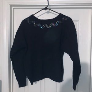 Vintage 70's wool blend sweater with sequins. A-4